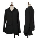 【中古】 ヨウジヤマモト ファムYohji Yamamoto FEMME ウールギャバアシンメトリーポケットジャケット 黒1【レディース】(4)