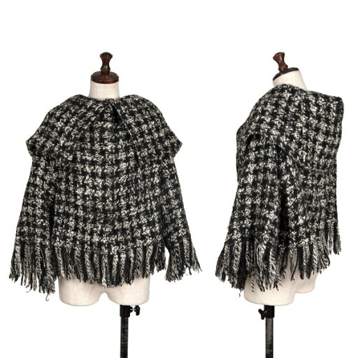 【中古】 ヨウジヤマモト ファムYohji Yamamoto FEMME チェック織りフリンジニットジャケット 黒白2【レディース】 【中古】 ヨウジヤマモト ファムYohji Yamamoto FEMME チェック織りフリンジニットジャケット 黒白2【レディース】