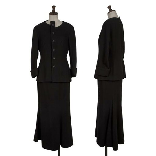 【中古】 ヨウジヤマモト ファムYohji Yamamoto FEMME ウールカーブ切替セットアップ 黒2 1【レディース】 【中古】 ヨウジヤマモト ファムYohji Yamamoto FEMME ウールカーブ切替セットアップ 黒2 1【レディース】