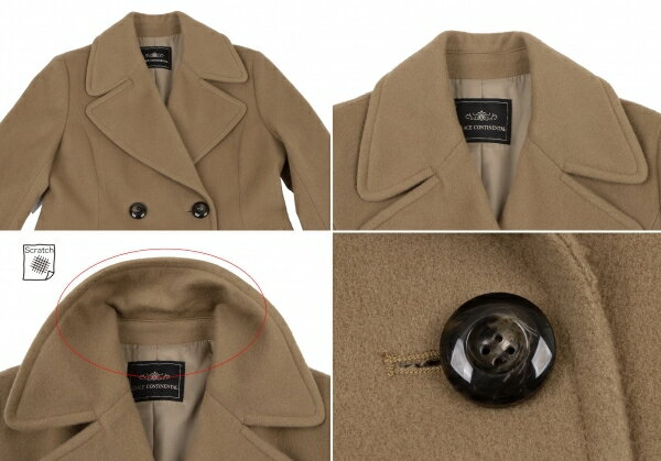 【中古】 グレースコンチネンタルGRACE CONTINENTAL フラワー刺繍メルトンダブルコート キャメル36【レディース】