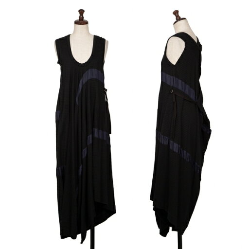 【中古】 ワイズY's ライン切替チェック織りノースリーブワンピース 黒紺2【レディース】 【中古】 ワイズY's ライン切替チェック織りノースリーブワンピース 黒紺2【レディース】