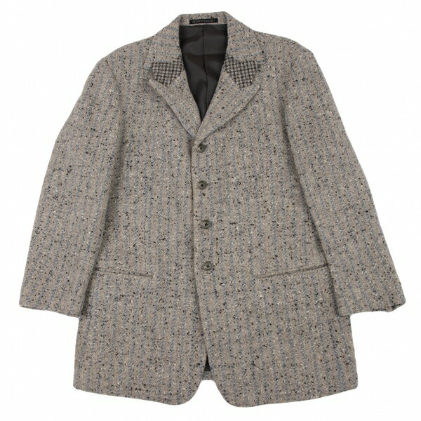 【中古】 ヨウジヤマモトプールオムYohji Yamamoto POUR HOMME ラペル切替ネップツィードジャケット グレー黒水色2【メンズ】
