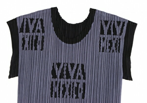 【中古】 プリーツプリーズPLEATS PLEASE カットワークレイヤードカットソー グレー黒3【レディース】