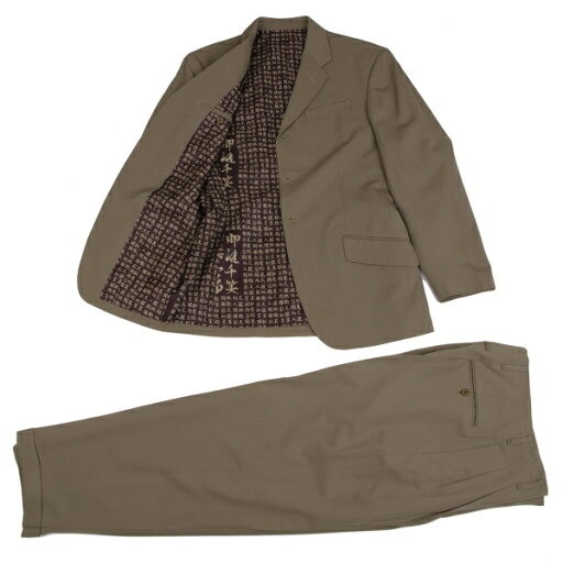 【中古】 ジャンポールゴルチエ オムJean Paul GAULTIER HOMME ウールギャバ裏漢字柄ジャケットセットアップスーツ モカ48【メンズ】