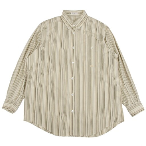 【中古】 パパスPapas コットンマルチストライプボタンダウン長袖シャツ ベージュ緑他50L【メンズ】 【中古】 パパスPapas コットンマルチストライプボタンダウン長袖シャツ ベージュ緑他50L【メンズ】