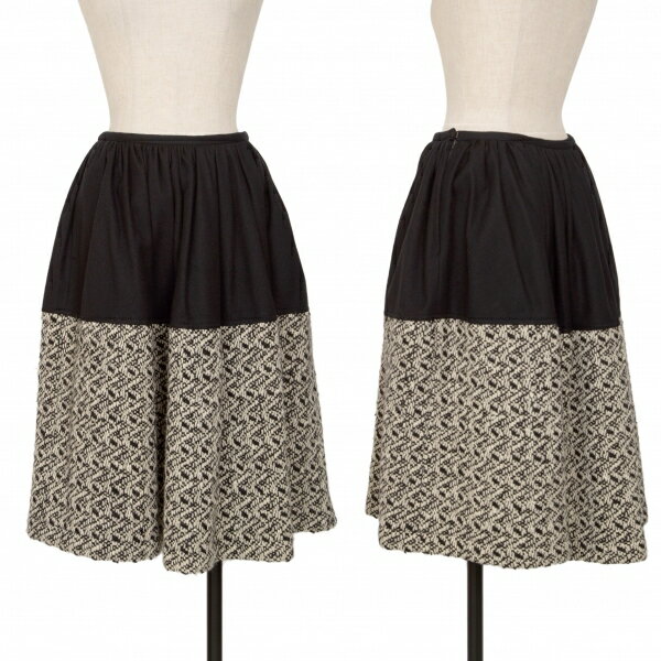 【中古】 コムデギャルソンCOMME des GARCONSツイード切替ウールスカート 黒白M【レディース】