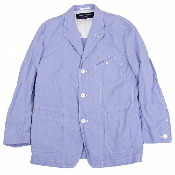 【中古】 コムデギャルソン オムCOMME des GARCONS HOMME コットンナイロンポケットデザインシャツジャケット 青XS【メンズ】