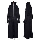 【中古】 ヨウジヤマモト ファムYohji Yamamoto FEMME ジップデザインベルテッドウールコート 紺3【レディース】