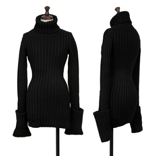 【中古】 ヨウジヤマモト ファムYohji Yamamoto FEMMEウールローゲージロングフレア袖タートルネックニット 黒M【レディース】 【中古】 ヨウジヤマモト ファムYohji Yamamoto FEMMEウールローゲージロングフレア袖タートルネックニット 黒M【レディース】