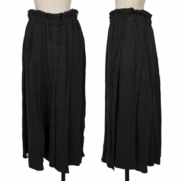 【中古】 コムデギャルソンCOMME des GARCONSウールナイロンプリーツニットスカート チャコールグレーM【レディース】