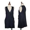 【中古】 プリーツプリーズPLEATS PLEASE ボタンデザインダブルベスト 紺4【レディース】