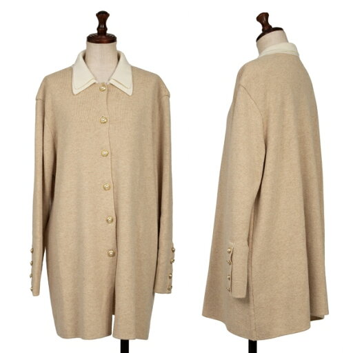 【中古】 ミスクロエMiss Chloe ダブルカラーニットジャケット ベージュ40【レディース】 【中古】 ミスクロエMiss Chloe ダブルカラーニットジャケット ベージュ40【レディース】