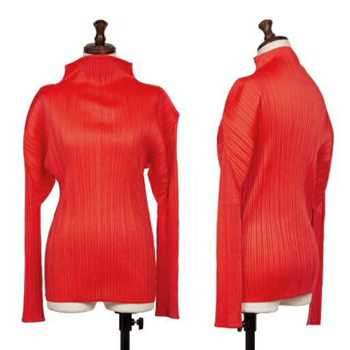 【中古】 プリーツプリーズPLEATS PLEASE プリーツハイネックカットソー 赤3【レディース】 【中古】 プリーツプリーズPLEATS PLEASE プリーツハイネックカットソー 赤3【レディース】