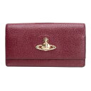【中古】 ヴィヴィアンウエストウッドVivienne Westwood カウレザーオーブ長財布 ワイン【レディース】