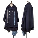 【中古】 コムデギャルソンCOMME des GARCONS 巾着ポケットデザインレイヤーナイロンコート 紺白他S【レディース】