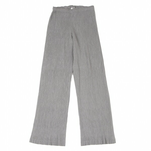 【中古】 イッセイミヤケ ホワイトレーベルISSEY MIYAKE WHITE LABEL プリーツワイドパンツ グレー2【レディース】
