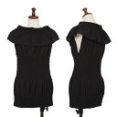 【中古】 イッセイミヤケミーISSEY MIYAKE me コットンフリルネックノースリーブ 黒F【レディース】