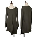 【中古】 ヨウジヤマモト ノアールYohji Yamamoto NOIR 起毛コットン裾カッティングデザインカットソー チャコールグレー2【レディース】