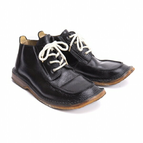 【中古】 コムデギャルソン×ドライショッドCOMME des GARCONS×Dry-shoD ラバーソールコーティングレザーショートブーツ 黒41(26.5cm位)【メンズ】