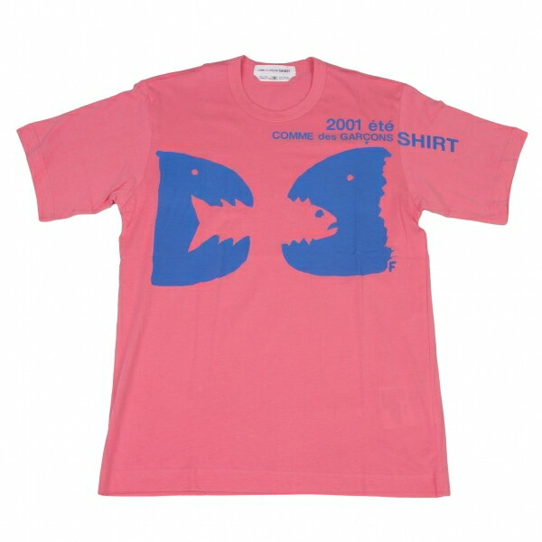 【中古】 コムデギャルソンシャツCOMME des GARCONS SHIRT ツインフィッシュプリントTシャツ ピンク青M【メンズ】
