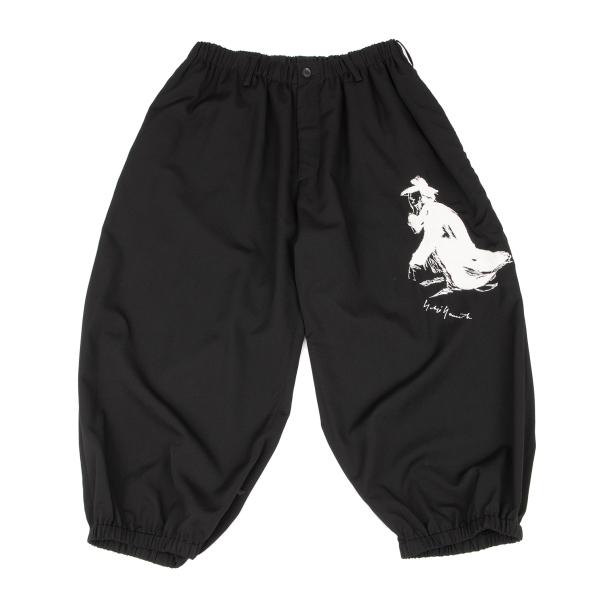 【中古】 ヨウジヤマモト プールオムYohji Yamamoto POUR HOMME ウールギャバ刺繍バルーンパンツ 黒白3【メンズ】