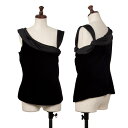 【中古】 アルマーニコレツィオーニARMANI COLLEZIONI ベロア切替変形ショルダータンクトップ 黒42【レディース】