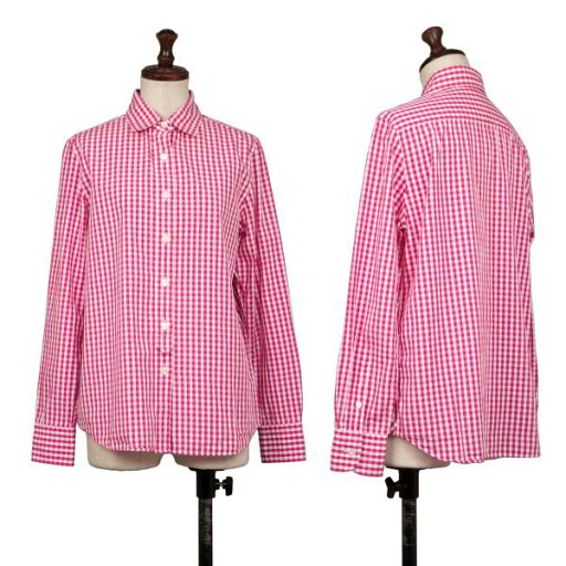 【中古】 オールドイングランドOLD ENGLAND コットンギンガムチェックシャツ ピンク白36【レディース】 【中古】 オールドイングランドOLD ENGLAND コットンギンガムチェックシャツ ピンク白36【レディース】