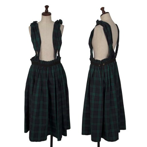 【中古】 トリココムデギャルソンtricot COMME des GARCONS コットンチェック吊りワンピース 緑紺S【レディース】 【中古】 トリココムデギャルソンtricot COMME des GARCONS コットンチェック吊りワンピース 緑紺S【レディース】