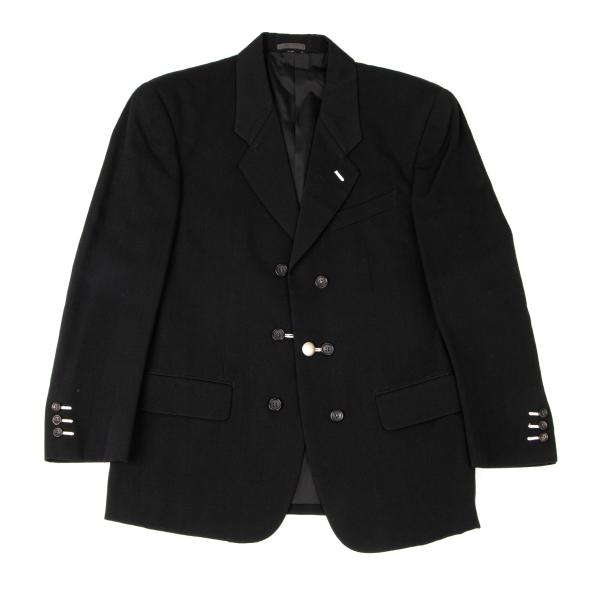 【中古】 コムデギャルソン オムプリュスCOMME des GARCONS HOMME PLUS ウールチェーンメタルボタンジャケット 黒S【メンズ】
