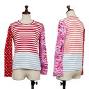 【中古】 コムデギャルソンガールCOMME des GARCONS GIRL マルチパターン切替カットソー 赤白他XS【レディース】(4)
