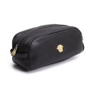 【中古】 ジャンニヴェルサーチGIANNI VERSACE レザーダブルジップポーチ 黒【レディース】