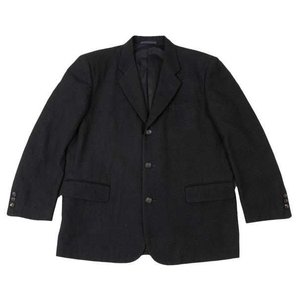 【中古】 コムデギャルソン オムCOMME des GARCONS HOMME ウールポリハウンドトゥース3Bジャケット 紺S【メンズ】