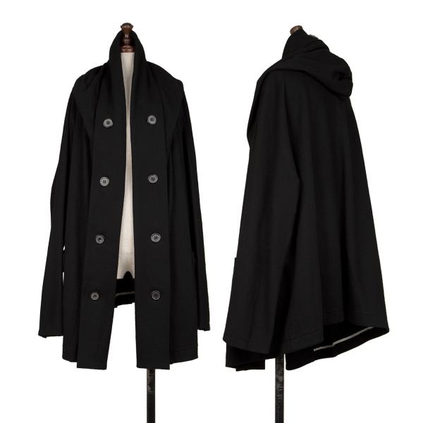 【中古】 ワイズY's ウールダブルボタンデザインフーディージャケット 黒2【レディース】