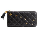 【中古】 ツモリチサトキャリーTSUMORI CHISATO CARRY スタッズフリンジジップ長財布 黒ゴールド【レディース】