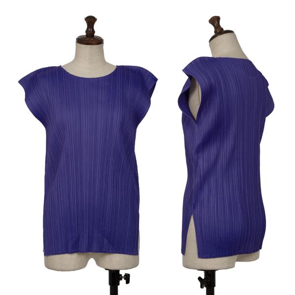 【中古】 イッセイミヤケISSEY MIYAKE プリーツノースリーブトップス 紫M【レディース】
