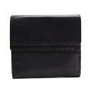 【中古】 ダナキャランDONNA KARAN 三つ折りレザーウォレット 黒【レディース】