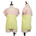 【中古】 プリーツプリーズPLEATS PLEASE グラフィックプリントミストプリーツノースリーブ 黄ピンク3【レディース】(4)