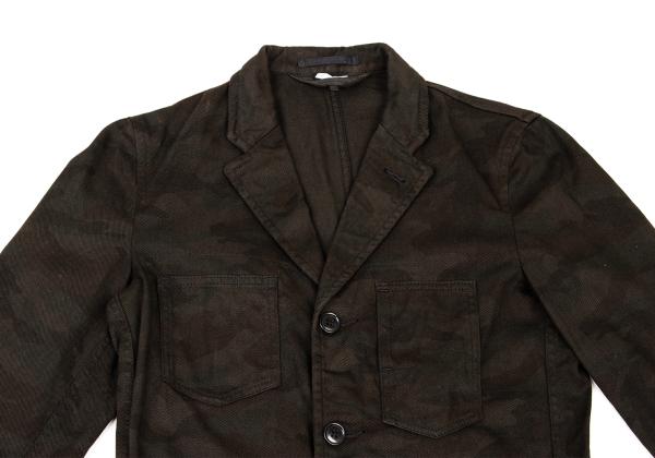 【中古】 コムデギャルソン オムプリュスCOMME des GARCONS HOMME PLUS コットンカモフラ柄ポケットデザインジャケット 焦茶深緑SS【メンズ】