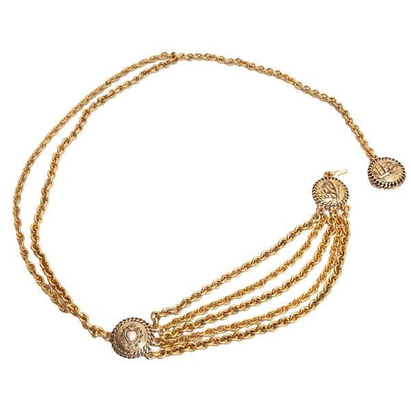 【中古】 モスキーノMOSCHINO モチーフデザインチェーンベルト ゴールド【レディース】