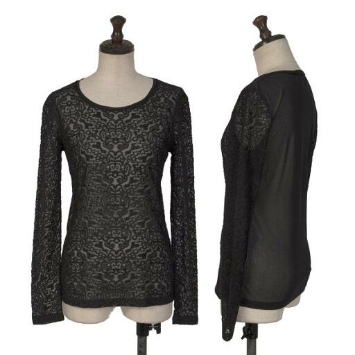 【中古】 ヴィヴィアンタムVIVIENNE TAM 刺繍デザイン切替パワーネットカットソー 黒【レディース】 【中古】 ヴィヴィアンタムVIVIENNE TAM 刺繍デザイン切替パワーネットカットソー 黒【レディース】