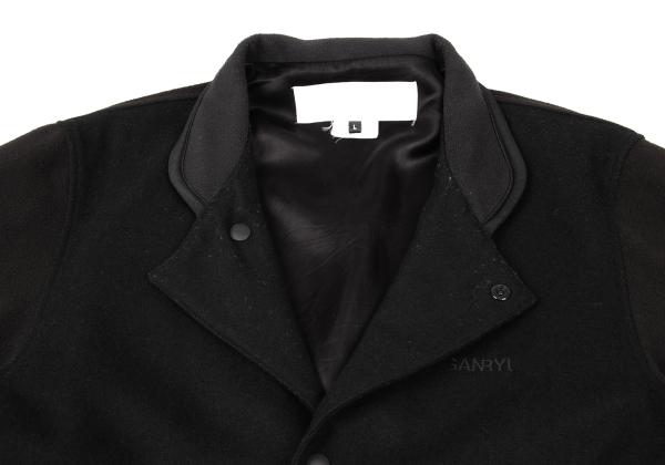 【中古】 ガンリュウGANRYU ウールフリース切替スナップボタンジャケット 黒L【メンズ】
