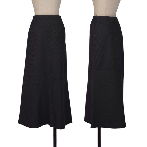 【中古】 トリココムデギャルソンtricot COMME des GARCONS ウールバイアス切替ストライプスカート 紺 紺白S【レディース】