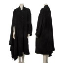 【中古】 ヨウジヤマモト ラヴィアンノアールYohji Yamamoto la vie en noir ウールアシンメトリードレープニットコート 黒2【レディー...