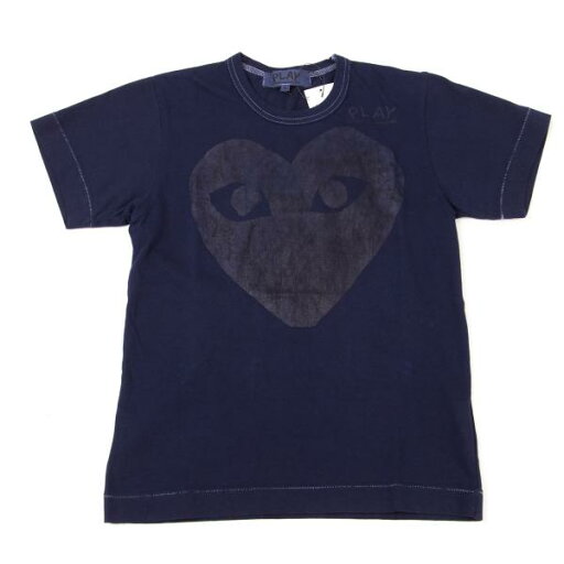 【中古】 プレイ コムデギャルソンPLAY COMME des GARCONS 製品染めハートプリントTシャツ 紺S【レディース】 【中古】 プレイ コムデギャルソンPLAY COMME des GARCONS 製品染めハートプリントTシャツ 紺S【レディース】