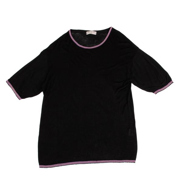 【中古】 ヨウジヤマモト プールオムYohji Yamamoto POUR HOMME シルク切替半袖ニットソー 黒紫他3【メンズ】