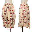 【中古】 コムデギャルソン ガールCOMME des GARCONS GIRL フローラルプリントタックスカート ベージュマルチS【レディース】(4)