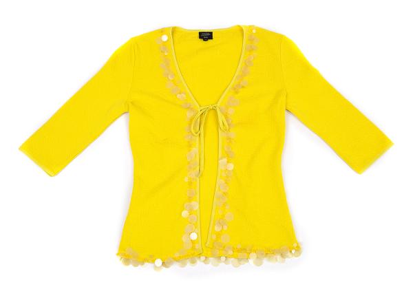 【中古】 ジャンポールゴルチエ ファムJean Paul GAULTIER FEMME スパンコール装飾紐留めカーディガン 黄色40【レディース】