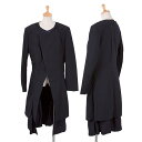 【中古】 コムデギャルソンCOMME des GARCONSウール切替ノーカラーコート 濃紺M【レディース】