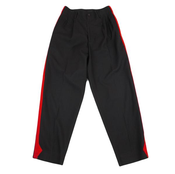 【中古】 ヨウジヤマモト プールオムYohji Yamamoto POUR HOMME サイドラインツータックパンツ 黒赤2【メンズ】