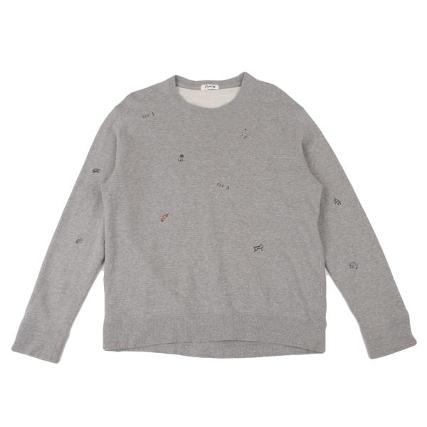 【中古】 パパスプラスPapas+ アニマル刺繍スウェットトップス グレーL【メンズ】